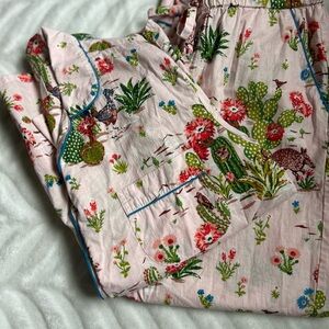 Printfresh Women’s Pink Cactus Long Pajama Set Size Small 100% Organic Cotton